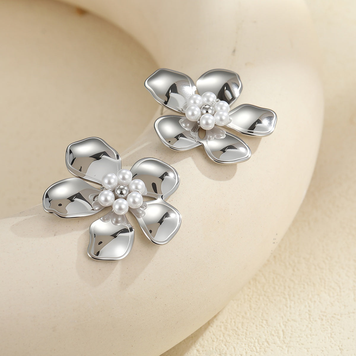 Floral Pearl Statement Earrings