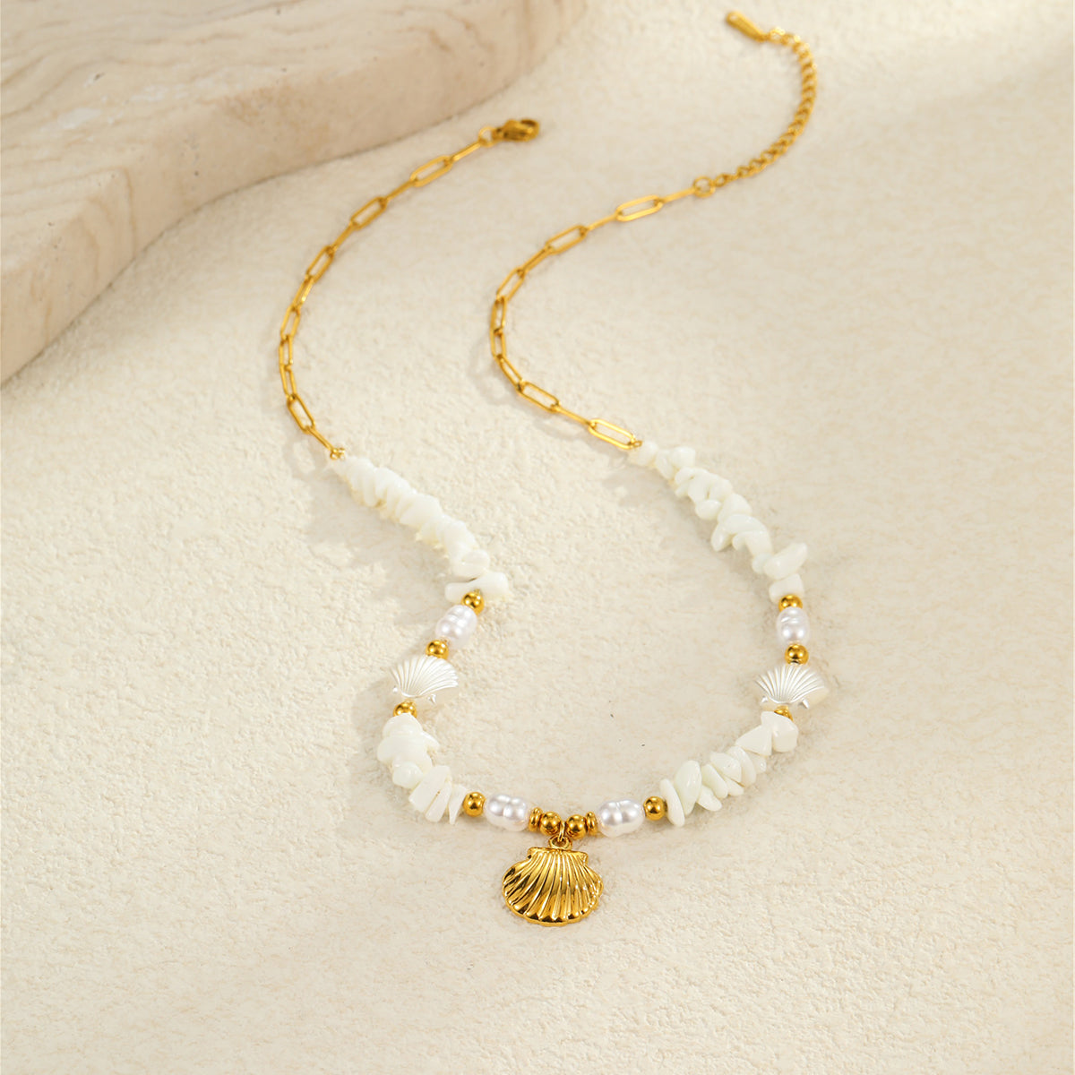 Coastal Glow Shell Charm Necklace