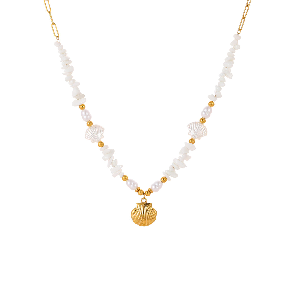 Coastal Glow Shell Charm Necklace