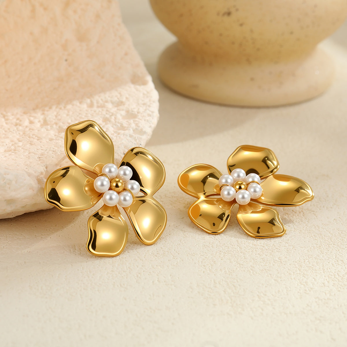 Floral Pearl Statement Earrings
