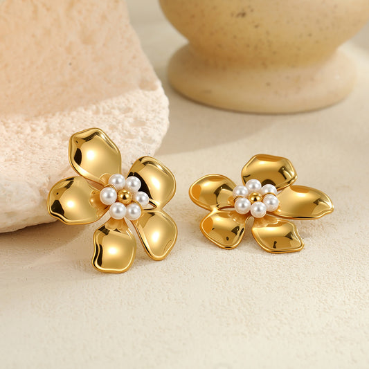 Floral Pearl Statement Earrings