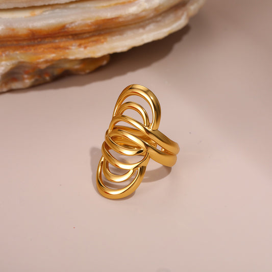 Gold Stainless Steel Wave Loop Ring