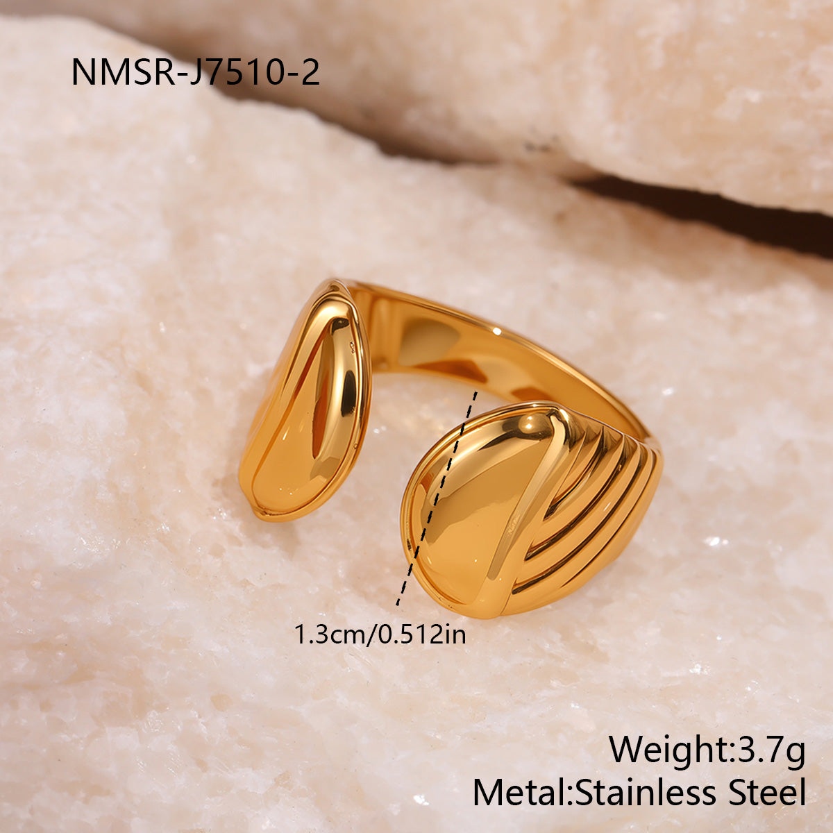 Gold Stainless Steel Open-Leaf Ring